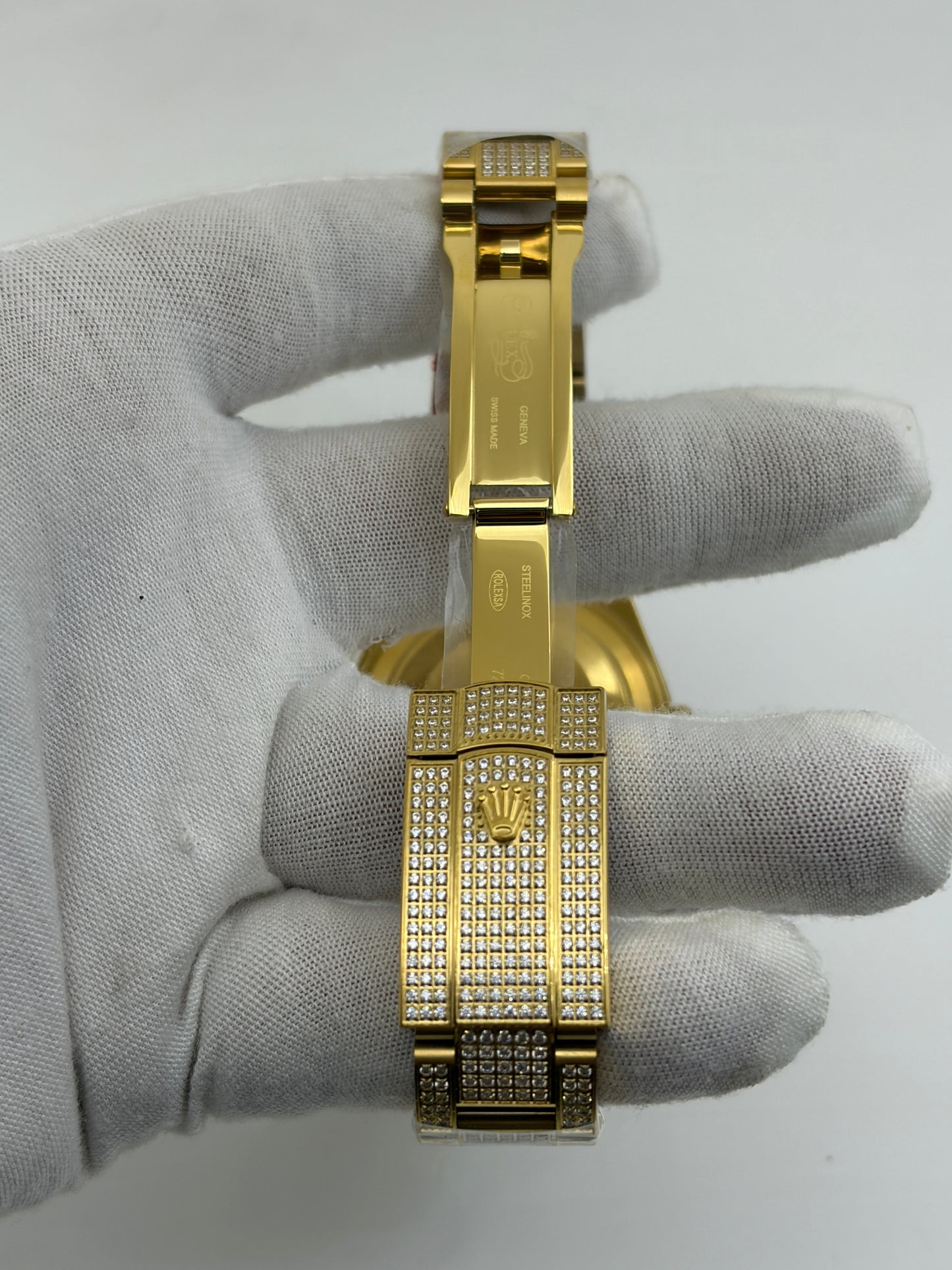 OYSTER PERPETUAL 41mm 904L SS SILVER/GOLD MOISSANITE DIAMONDS BRACELET AND DIAL A2824 iced out
