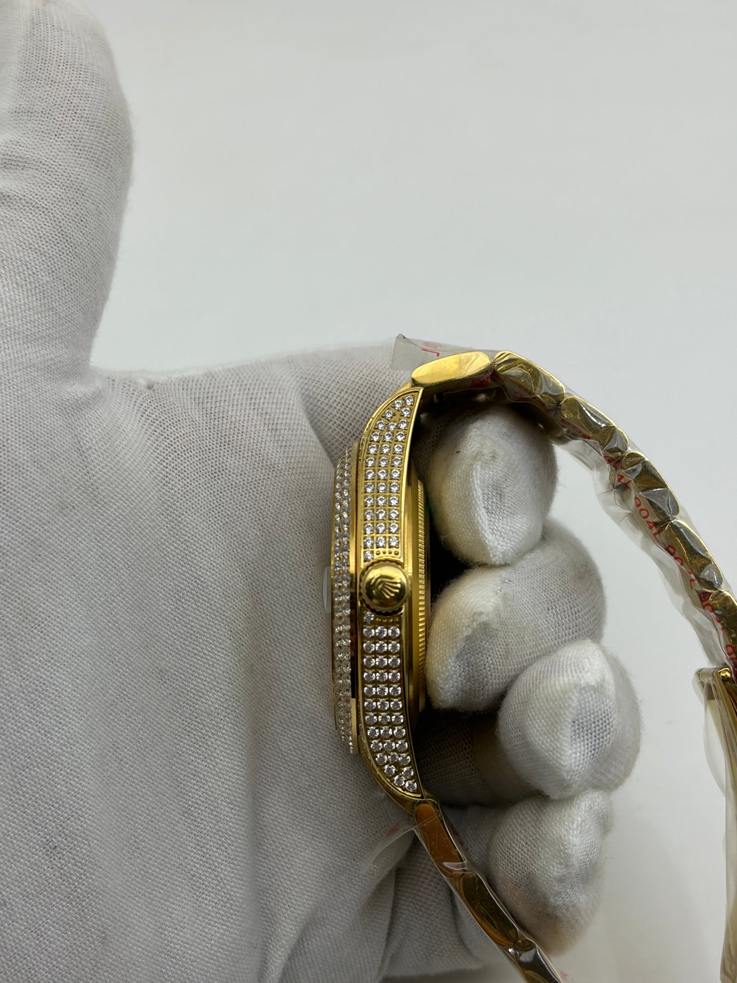 OYSTER PERPETUAL 41mm 904L SS SILVER/GOLD MOISSANITE DIAMONDS BRACELET AND DIAL A2824 iced out