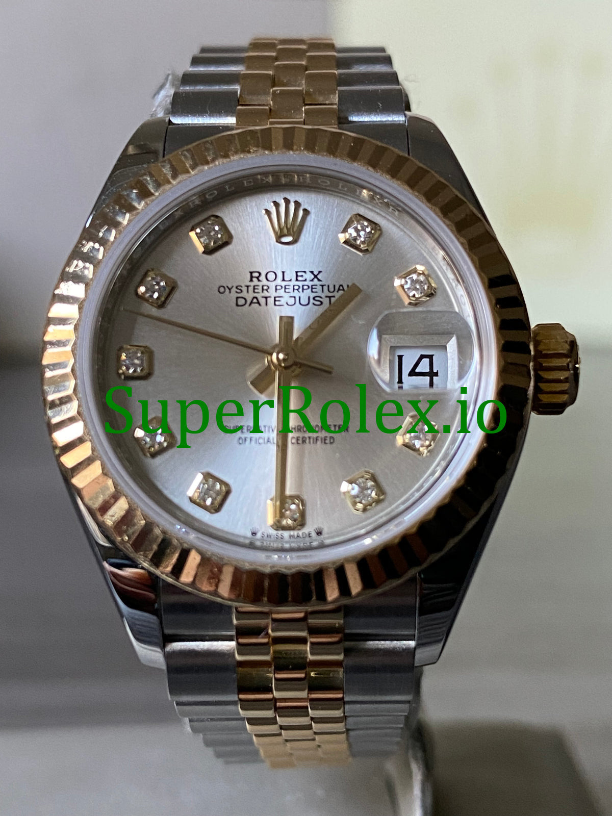 Lady-Datejust 26 ellow Gold Silver Diamond Dial Ref.279173