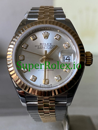 Lady-Datejust 26 ellow Gold Silver Diamond Dial Ref.279173