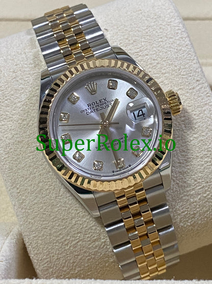 Lady-Datejust 26 ellow Gold Silver Diamond Dial Ref.279173