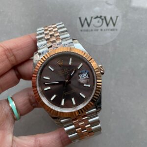 KING Factory 1:1 DateJust 41 126331 RG Fluted Bezel Best Edition 904L Steel Brown Stick Dial VR3235