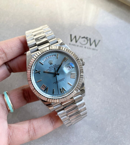 EWF Factory SS 1:1 Day Date II 228239 Best Edition Light Blue Dial A3255