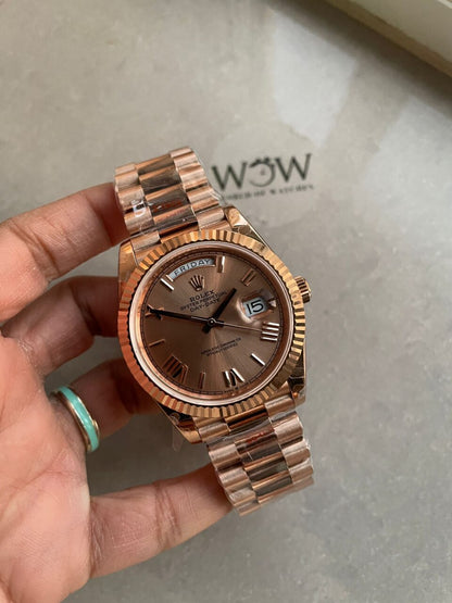 GMF Factory 1:1 Day-Date 40mm 228235 904L RG Fluted Bezel Rose Gold Dial