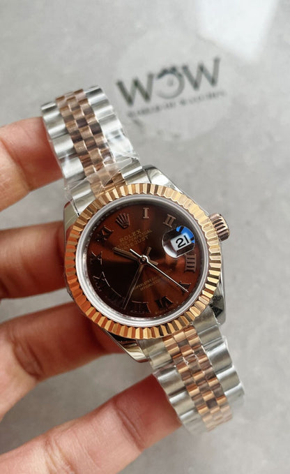KZF Factory 1:1 Datejust 28mm 904L RG/SS Brown Dial A2671