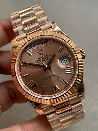 GMF Factory 1:1 Day-Date 40mm 228235 904L RG Fluted Bezel Rose Gold Dial