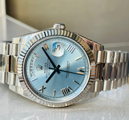 EWF Factory SS 1:1 Day Date II 228239 Best Edition Light Blue Dial A3255