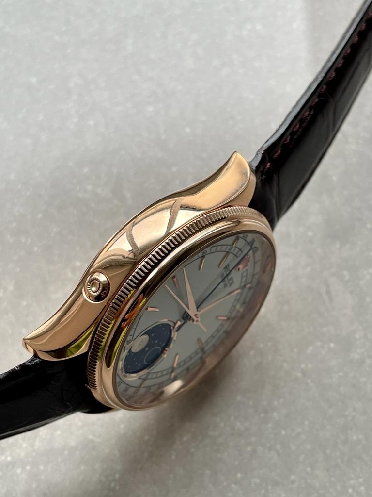 Cellini Moonphase 50535 RG White Dial on Leather Strap Asia 3195 Mod