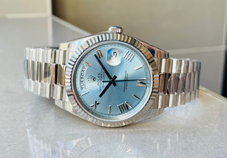 EWF Factory SS 1:1 Day Date II 228239 Best Edition Light Blue Dial A3255