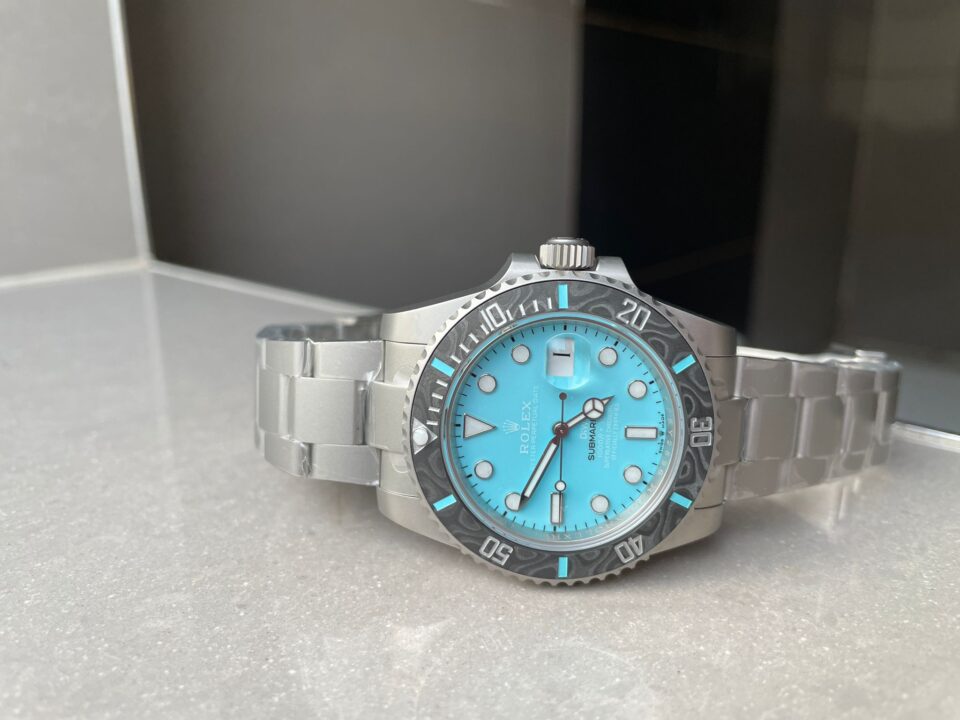 DIWF FACTORY 1:1 Submariner Sandblasted Best Edition Carbon Bezel Tiffany Blue Dial Dial VR3135
