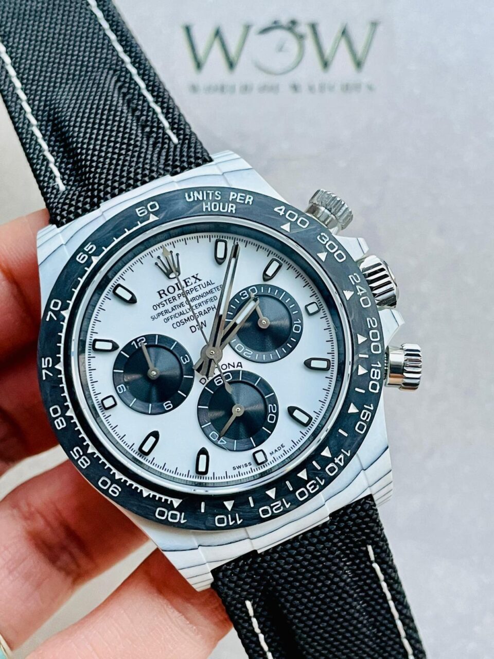 Noob Factory 1:1 Daytona DIW PANDA White Carbon Case and Bezel Best Edition White/Black Dial SA4130 V2