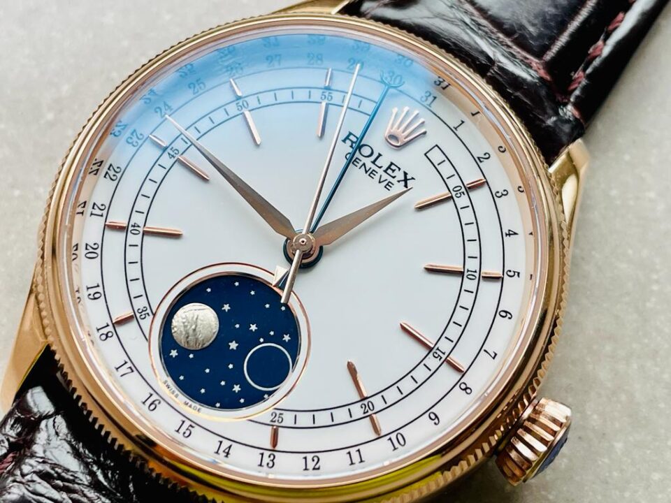 Cellini Moonphase 50535 RG White Dial on Leather Strap Asia 3195 Mod