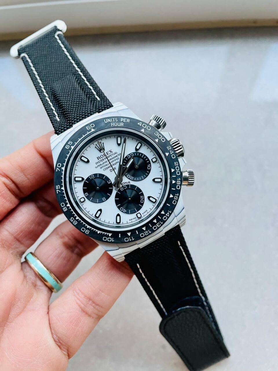 Noob Factory 1:1 Daytona DIW PANDA White Carbon Case and Bezel Best Edition White/Black Dial SA4130 V2