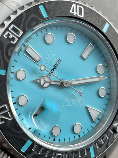 DIWF FACTORY 1:1 Submariner Sandblasted Best Edition Carbon Bezel Tiffany Blue Dial Dial VR3135
