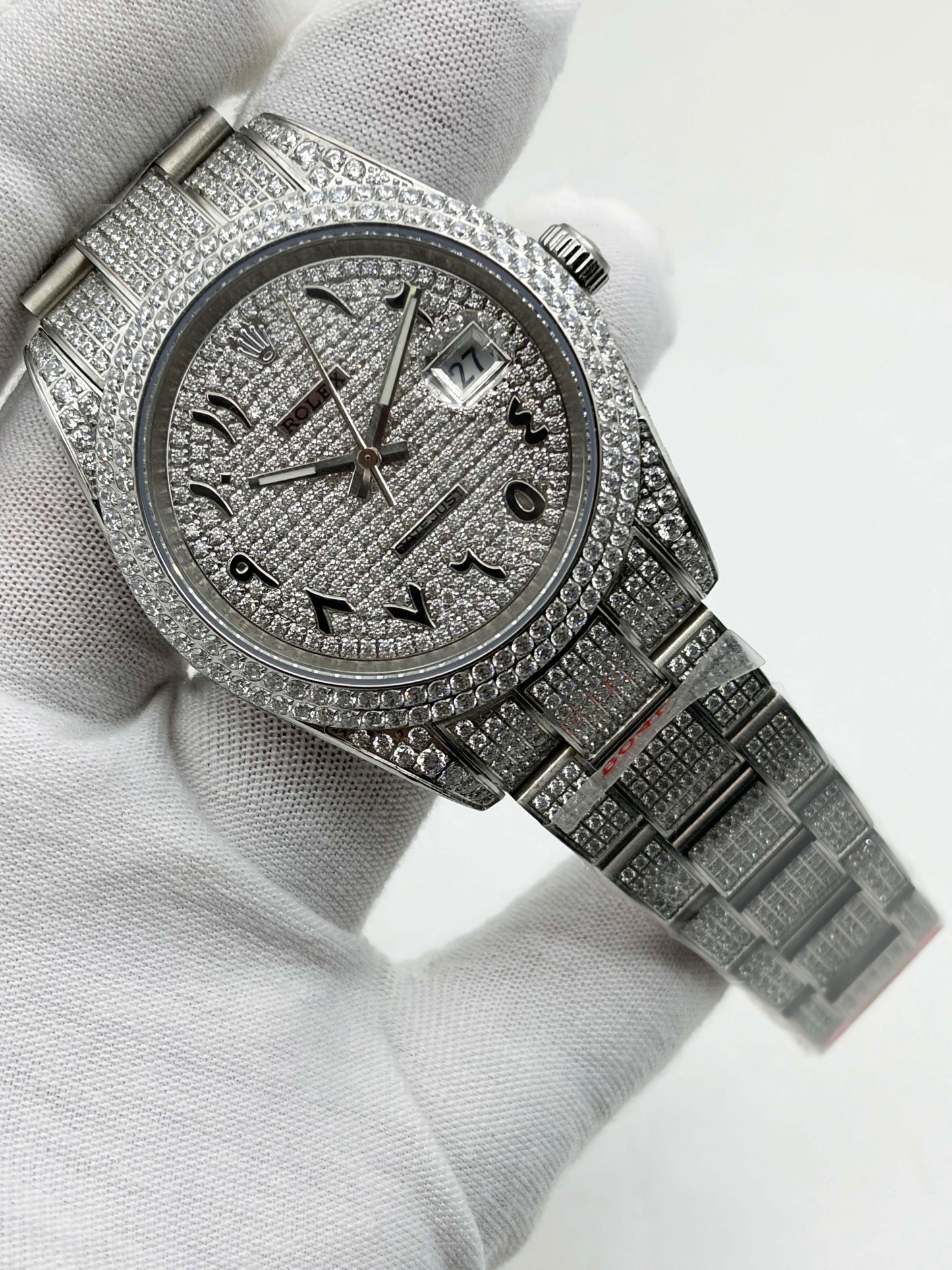 OYSTER PERPETUAL 41mm 904L SS MOISSANITE DIAMONDS BRACELET AND DIAL A2824 iced out
