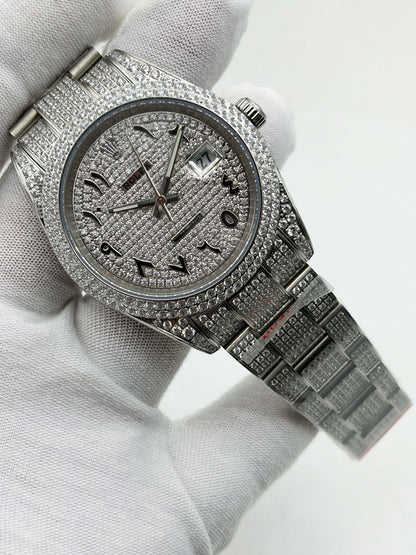 OYSTER PERPETUAL 41mm 904L SS MOISSANITE DIAMONDS BRACELET AND DIAL A2824 iced out