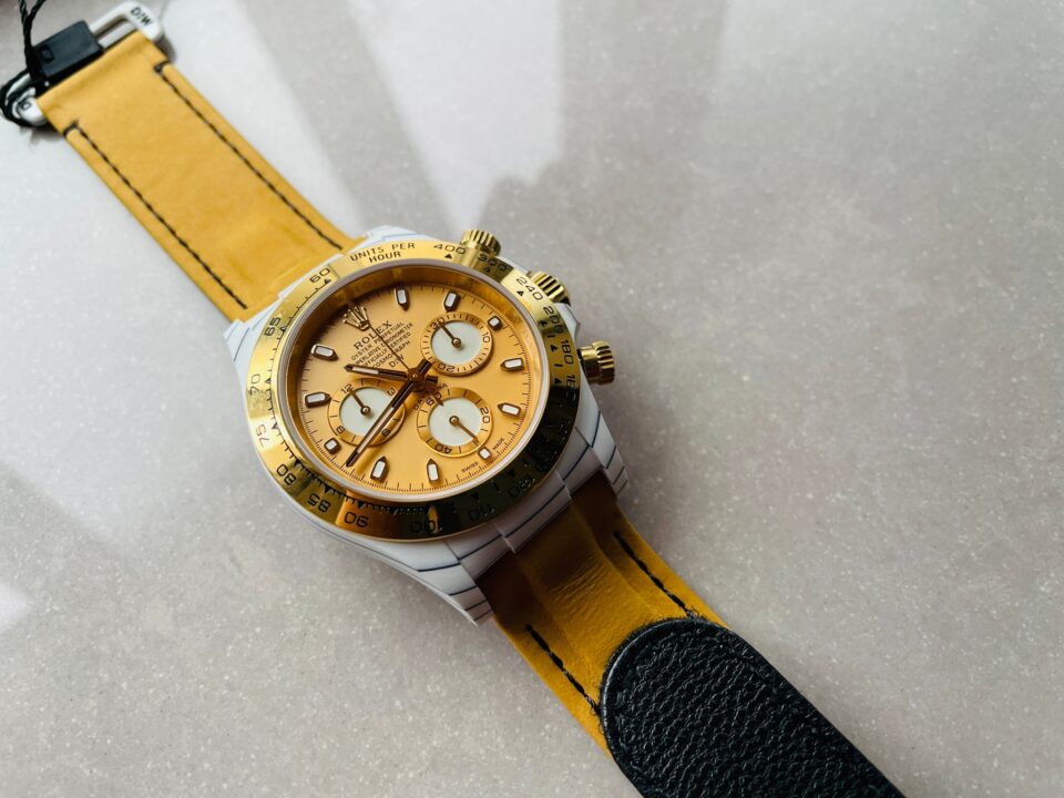 DIWF Factory 1:1 Daytona DIW White Carbon/YG Best Edition Gold Dial A7750