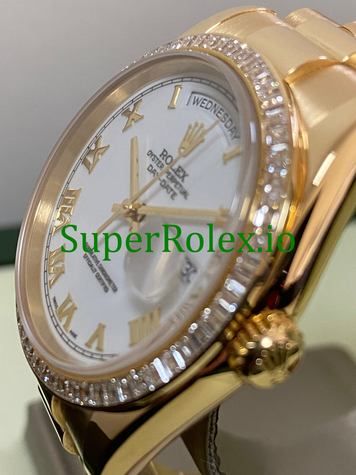 Day-Date 36MM Yellow Gold White Roman Dial Ref.118398BR