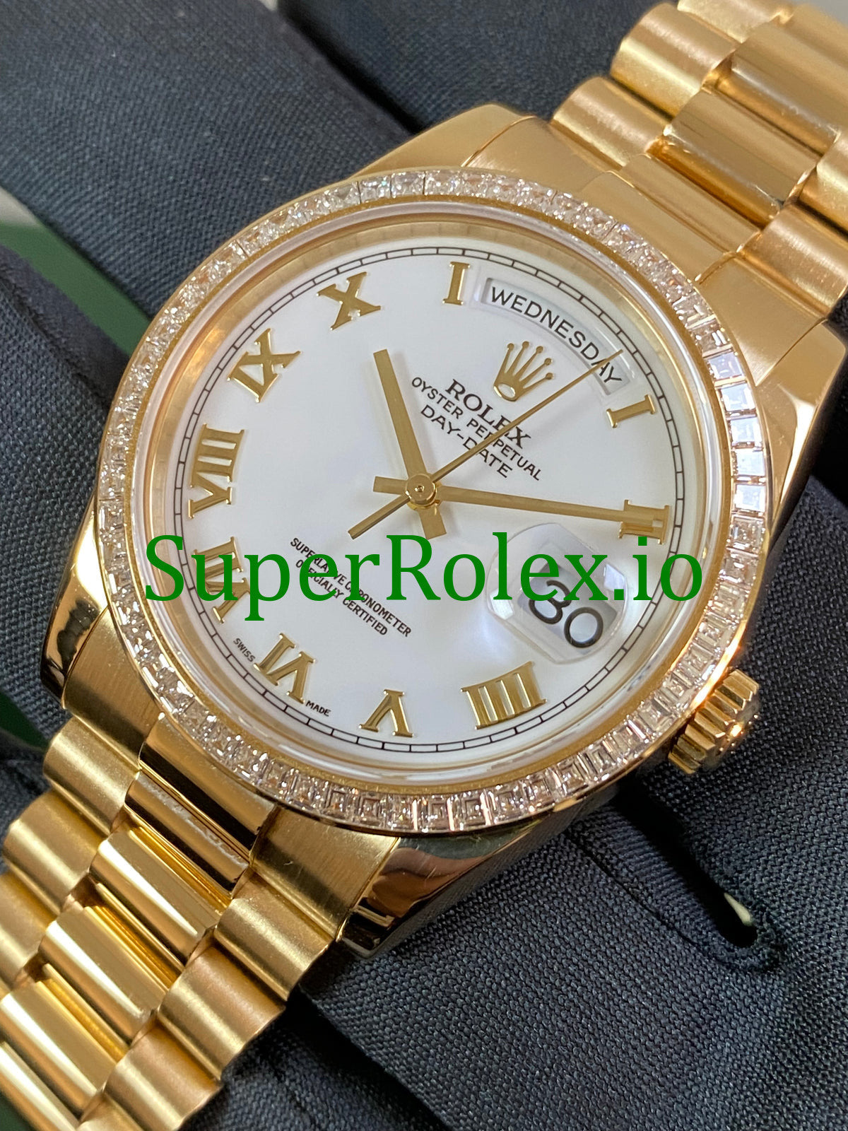 Day-Date 36MM Yellow Gold White Roman Dial Ref.118398BR