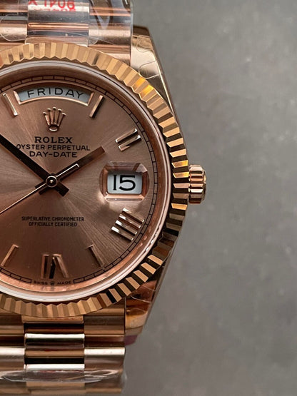GMF Factory 1:1 Day-Date 40mm 228235 904L RG Fluted Bezel Rose Gold Dial