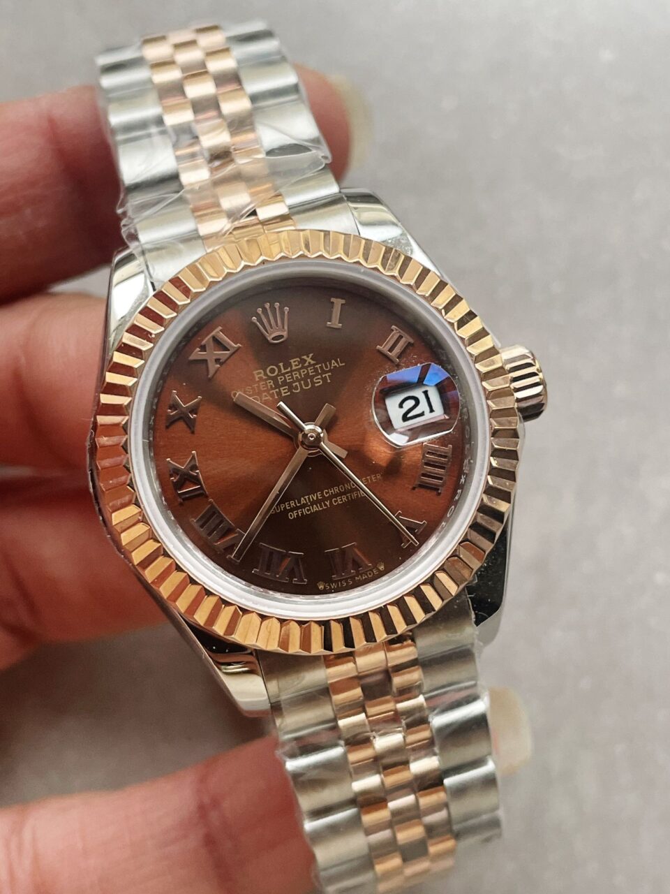 KZF Factory 1:1 Datejust 28mm 904L RG/SS Brown Dial A2671