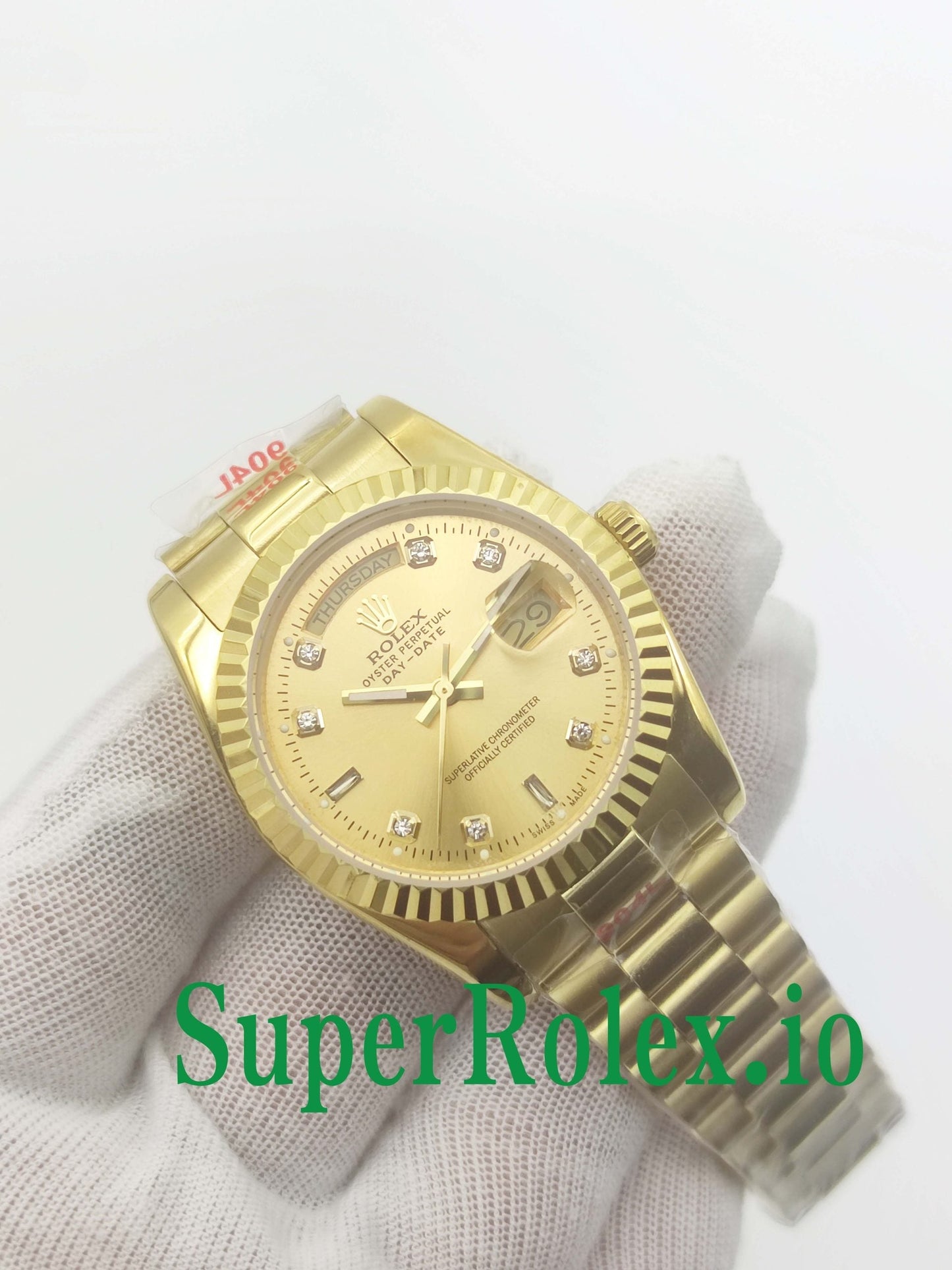 Day-Date 36MM Yellow Gold Silver Diamond Dial Ref.118238