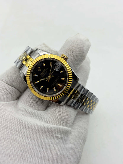 Datejust 31 Steel and Yellow Gold Black Index Dial Ref.178273