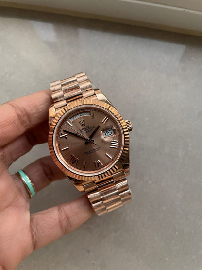 GMF Factory 1:1 Day-Date 40mm 228235 904L RG Fluted Bezel Rose Gold Dial
