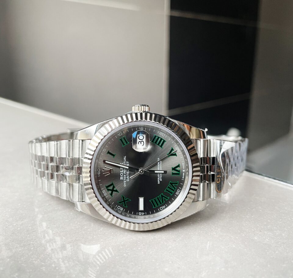 DateJust Men “wimbledon”SS Grey textured Dial Roman Markers