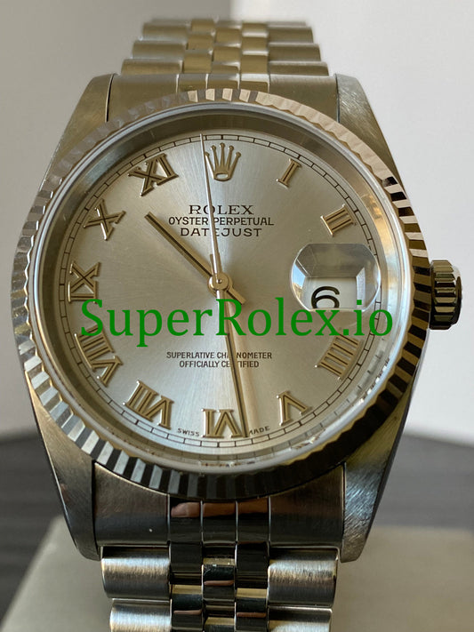 Datejust 36 Steel Rhodium Roman Dial Ref.16234