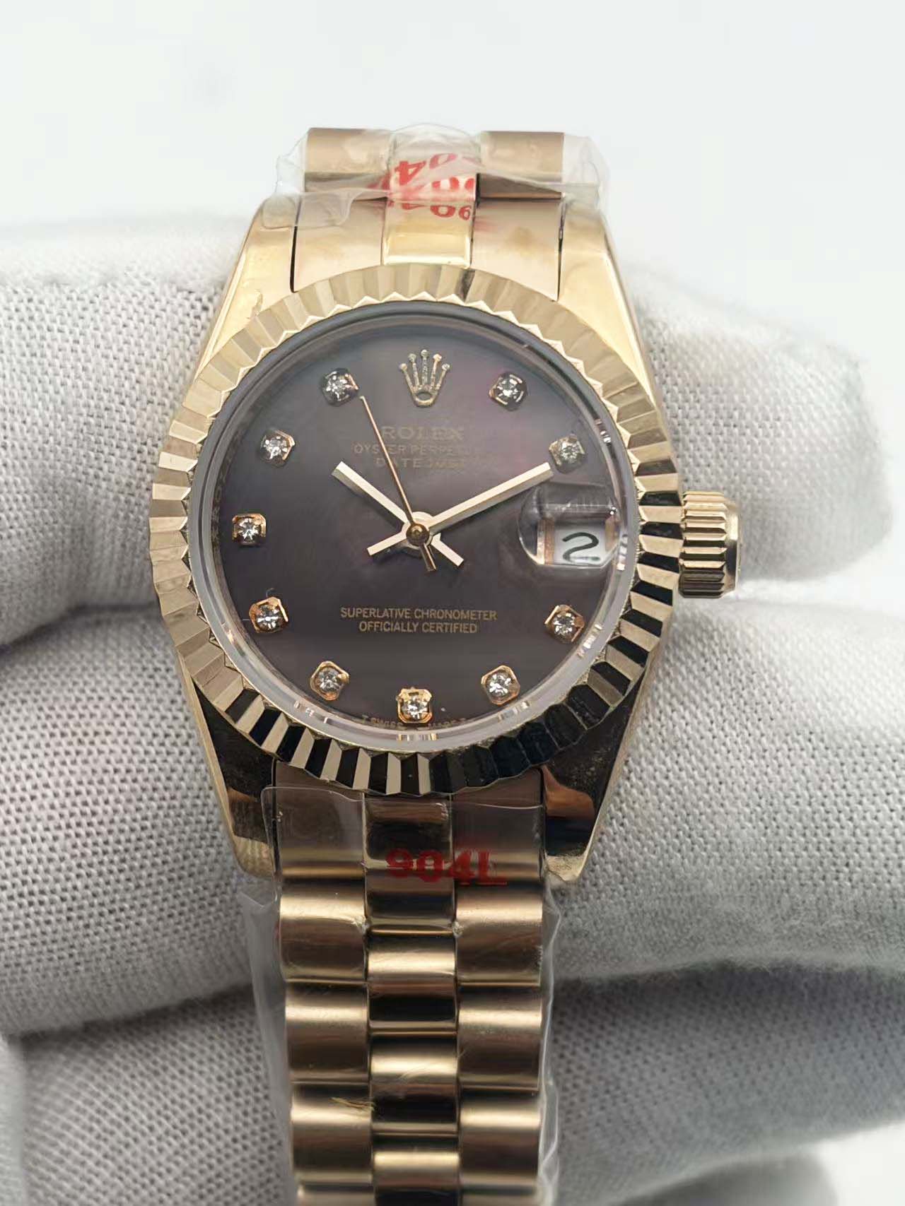 Lady-Datejust 26 Everose Gold Pearl Diamond Dial Ref.179175