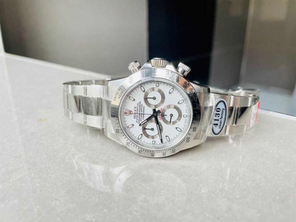 Daytona 116500 DAYTONA 1:1 Best Edition CF 904L SS Case and Bracelet White Dial Silver bezel SA4130
