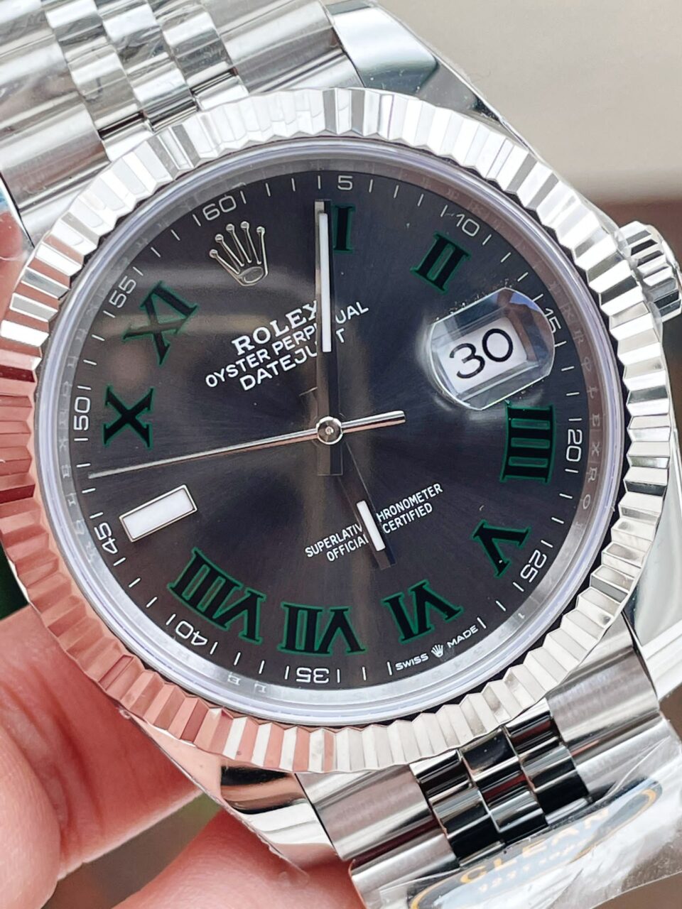DateJust Men “wimbledon”SS Grey textured Dial Roman Markers