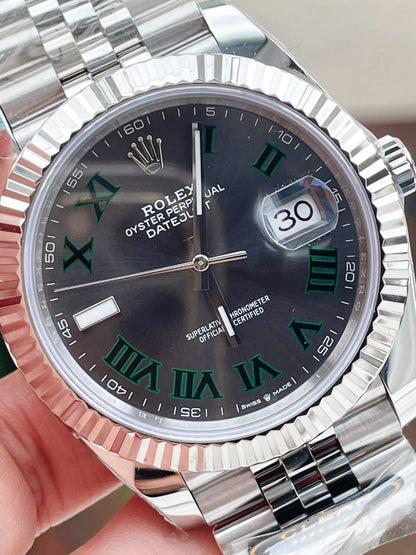 DateJust Men “wimbledon”SS Grey textured Dial Roman Markers
