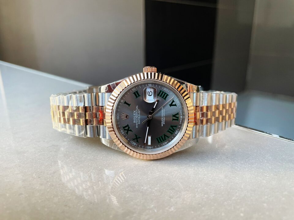 GMF GM Factory 1:1 DateJust Men 41mm 'wimbledon' RG and SS V2 Grey textured Dial Roman Markers