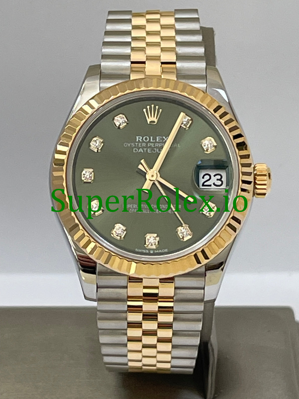 Datejust 31 Steel and Yellow Gold Olive Green Diamond Dial Ref.278273