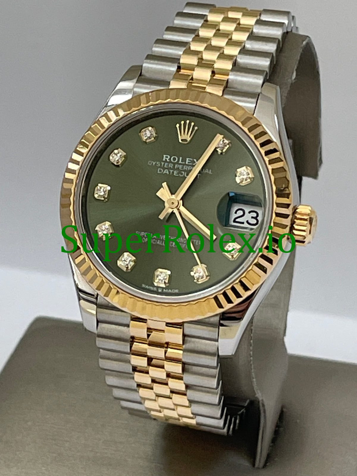 Datejust 31 Steel and Yellow Gold Olive Green Diamond Dial Ref.278273