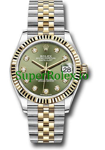 Datejust 31 Steel and Yellow Gold Olive Green Diamond Dial Ref.278273