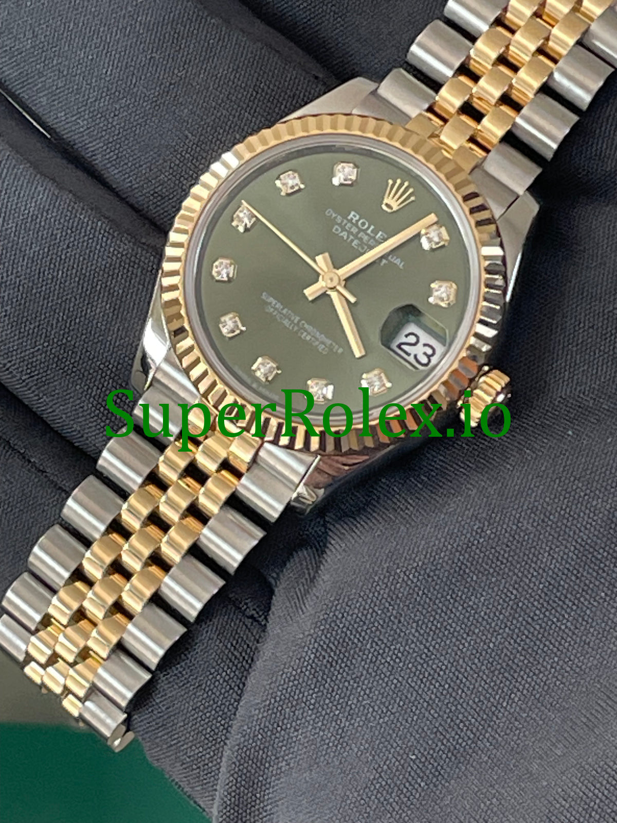 Datejust 31 Steel and Yellow Gold Olive Green Diamond Dial Ref.278273