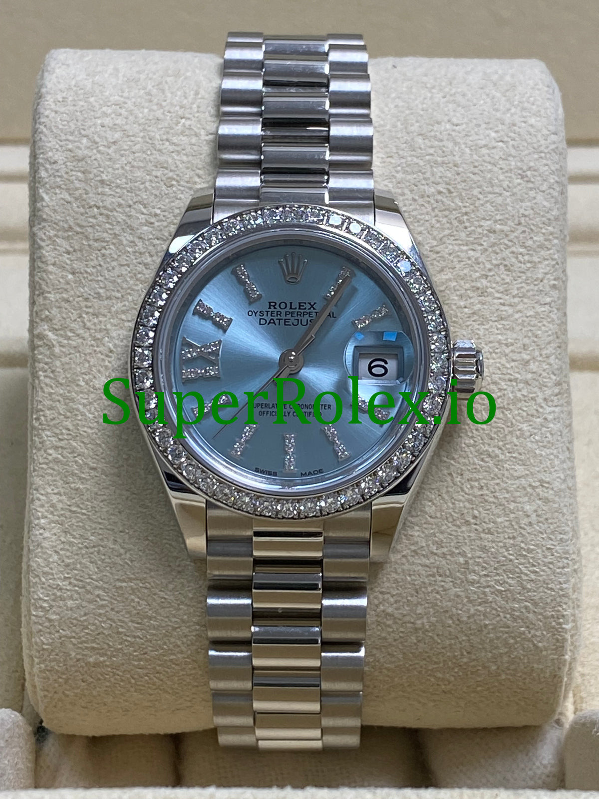 Platinum Lady-Datejust 28 Ice Blue Diamond Dial Ref.279136RBR