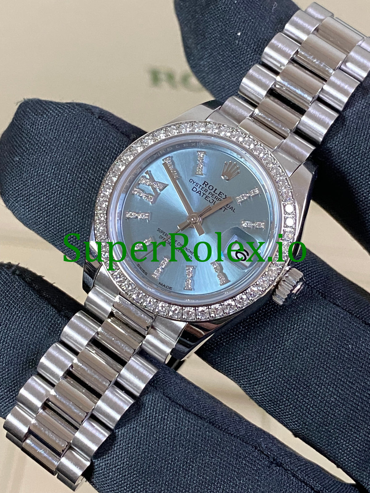 Platinum Lady-Datejust 28 Ice Blue Diamond Dial Ref.279136RBR