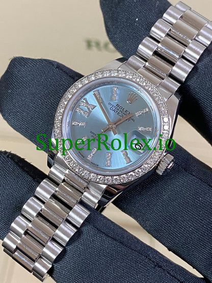 Platinum Lady-Datejust 28 Ice Blue Diamond Dial Ref.279136RBR