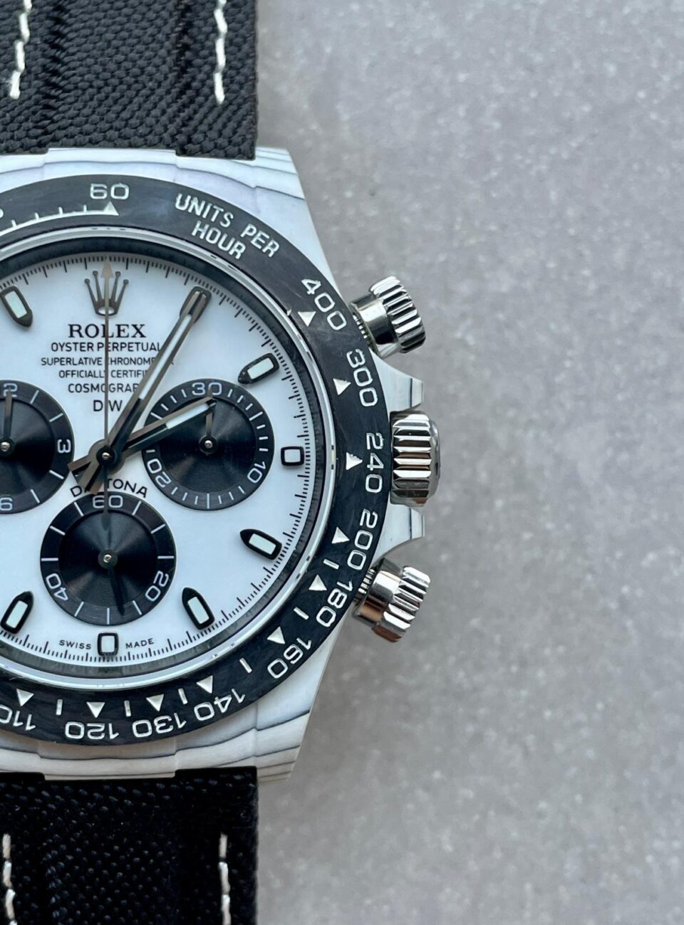 Noob Factory 1:1 Daytona DIW PANDA White Carbon Case and Bezel Best Edition White/Black Dial SA4130 V2