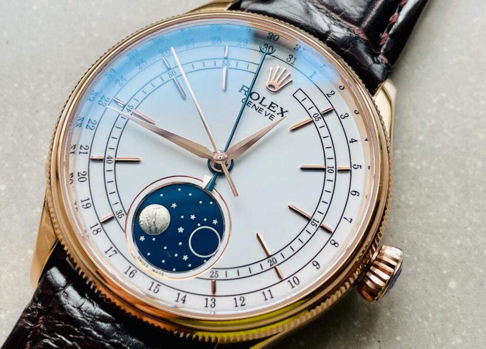 Cellini Moonphase 50535 RG White Dial on Leather Strap Asia 3195 Mod