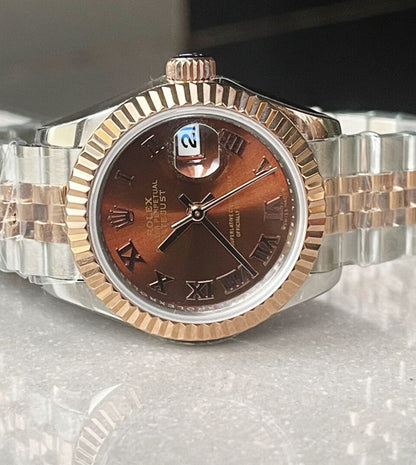 KZF Factory 1:1 Datejust 28mm 904L RG/SS Brown Dial A2671