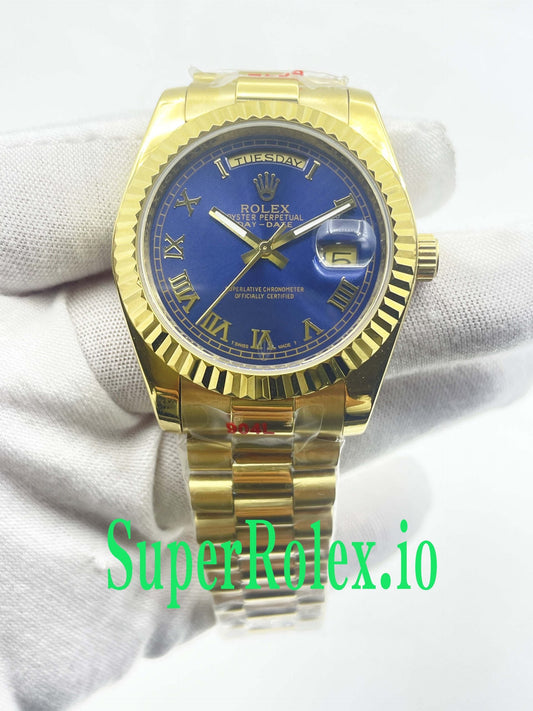 Day-Date 36MM Yellow Gold Blue Roman Dial Ref.18238