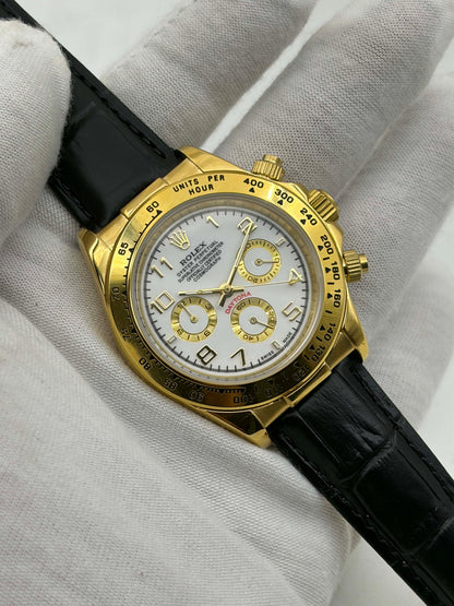 Daytona Yellow Gold White Arabic Dial Cosmograph Ref.16518
