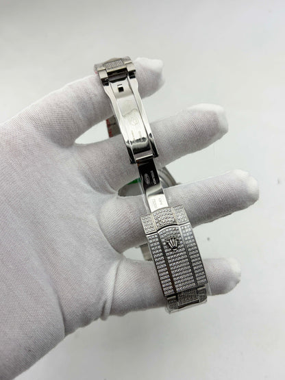 OYSTER PERPETUAL 41mm 904L SS MOISSANITE DIAMONDS BRACELET AND DIAL A2824 iced out