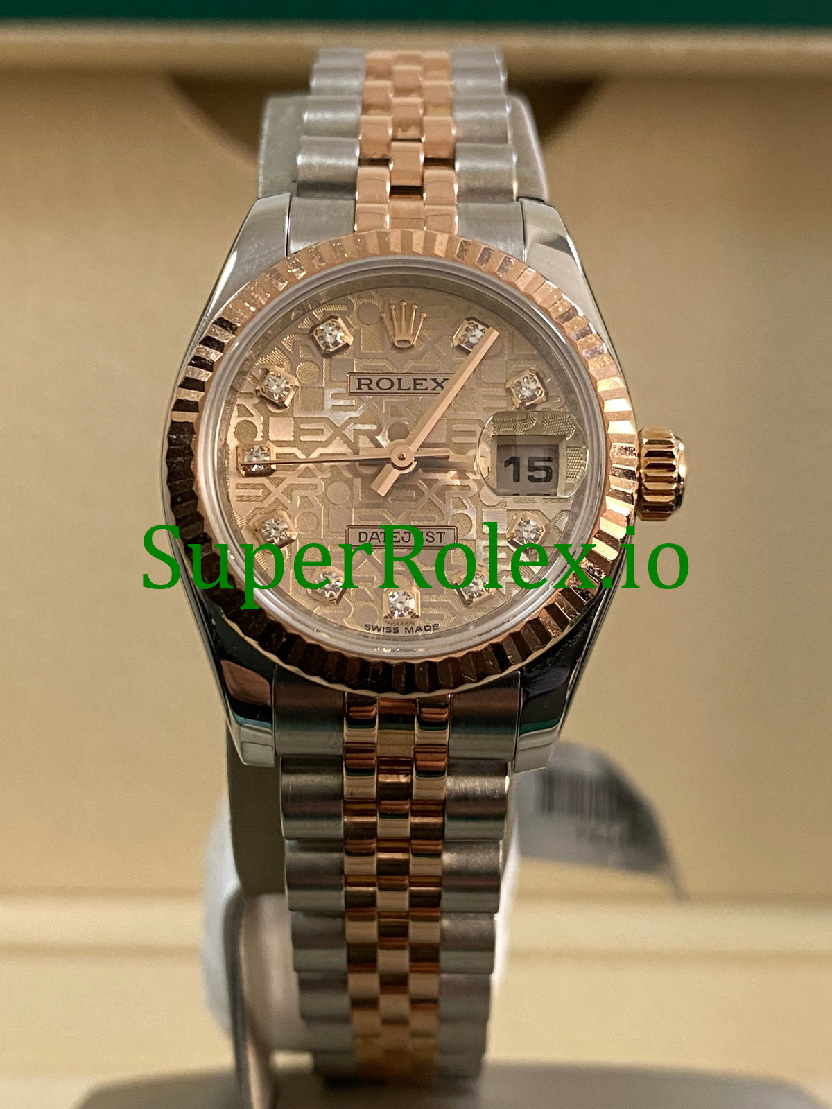 Lady-Datejust 26 Everose Gold and Steel Diamond Dial Ref.179171