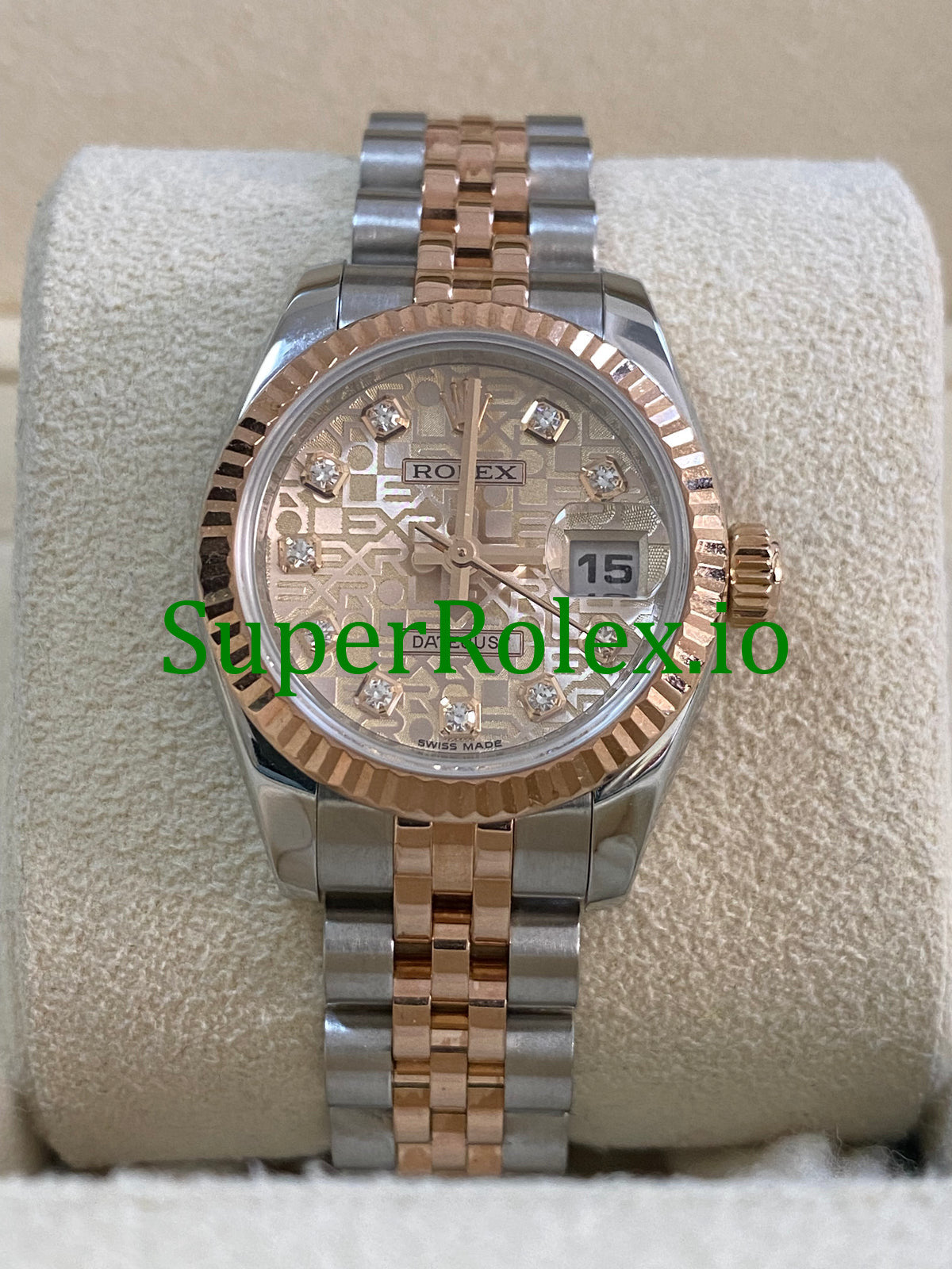Lady-Datejust 26 Everose Gold and Steel Diamond Dial Ref.179171